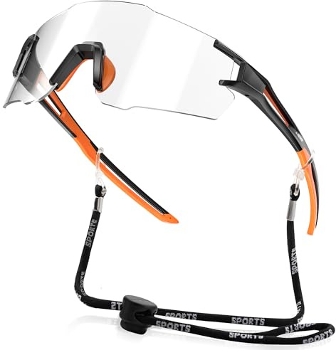 HENMI Photochromatische Selbsttönende Fahrradbrille für Herren Damen,Sportbrille UV400 Schutz Sonnenbrille mit Transparenten Gläsern TR90 Rahmen Radsportbrillen für Radsport,Laufen,Outdoor-Sport