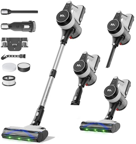 AlloyMove Akku Staubsauger 50000Pa/550W/70Min, 1.5L Staubsauger Kabellos mit Anti-Tangle-Bürste und Wandladestation, 7-Schicht-Filtersystem Super Leise für Tierhaare/Teppiche/Hartböden/Auto A01
