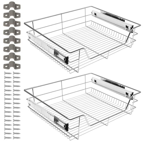 Ikodm Teleskopschublade 4X60cm Küchenschublade, Schrankauszug,Küchenschrank Auszug Nachrüsten,Küchenschubladen aus Metall Einbauschublade für Spülschrank,Schrank Schubladen Ausziehbar