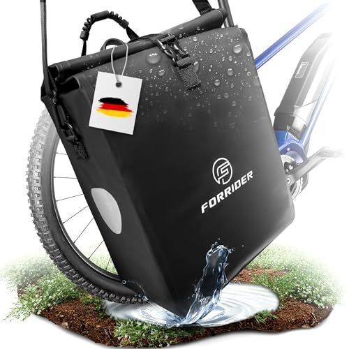 Forrider Fahrradtasche Wasserdicht für Gepäckträger [22L] mit Schultergurt & Reflektoren | Fahrrad Gepäckträgertasche | E-Bike & Fahrrad Tasche Fahrradtaschen Gepäckträger Tasche hinten