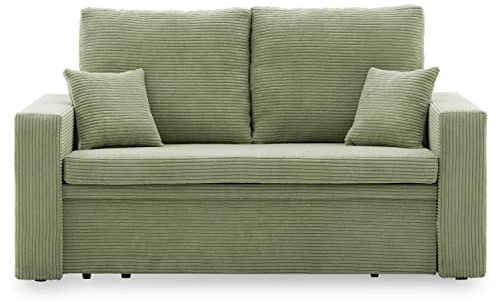 Sofa Aikido I 150x85 - mit schlaffunktion - Farben zur Auswahl - modernen Sofa - mit Bettkasten - Moderner Cordstoff - Stoff POSO (POSO 047)