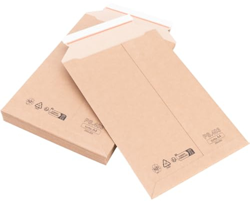 verpacking Kartonversandtaschen DIN A4 250 x 353 mm Braun [Stückzahl wählbar] Wellpapp-Versandumschlag selbstklebend mit Aufreißfaden 40 Stück