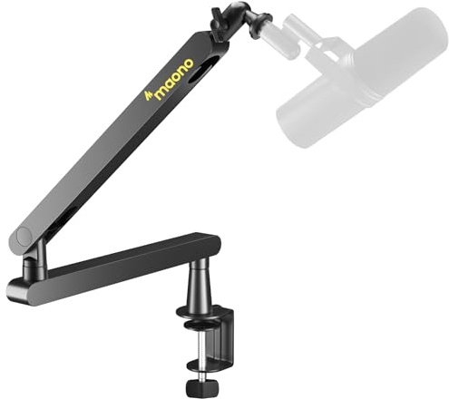 MAONO Mikrofon Arm – Low Profile Mic Arm mit Kabelkanälen für aufgeräumten Arbeitsplatz. Mit Tischklemme, voller Verstellbarkeit & ideal für Podcasting, Streaming und Home-Office（BA92 Schwarz）