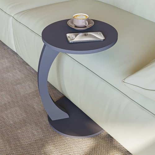 sugodesign Couchtisch mit Rollen, Kleiner Beistelltisch C Form, Beistelltisch Couch, stylischer Sofatisch in schöner Anthrazit Optik, runder Tisch als Ablagefläche für Couch und Wohnzimmer, C Form