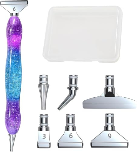 VQBKHO Diamond Painting Pen Set, 5D DIY Diamant Malerei Stift Zubehör und Werkzeuge, 6 Styles Drill Pen Ersatzköpfe Farbe Metal Pen Tip für Diamond Painting Pen, Diamond Painting Tools & Zubehör