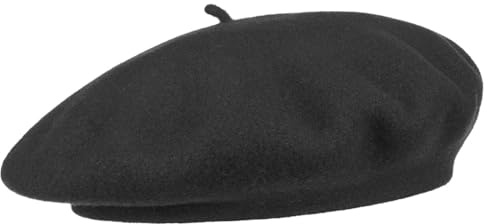 Barascon Baskenmütze mit Kaschmir Wollbaske Baske Herrenbaske Damenbaske (One Size - schwarz)