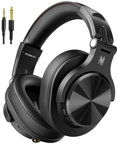 OneOdio Bluetooth Kopfhörer Over Ear, 72 Stdn HiFi Stereo Kopfhörer Kabellos, Wireless Headphones mit 6.35mm & 3.5mm Klinke für Studio DJ Handy PC AMP - Schwarz