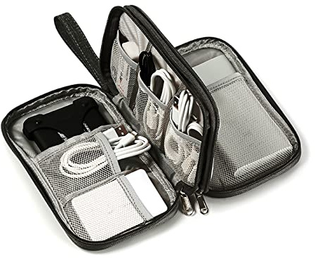 XCWTBL Elektronische Tasche Organizer Kabeltasche Universal Reisekabel , Elektronik Zubehör Handyladekabel, Schwarz, Kordel, Reißverschluss