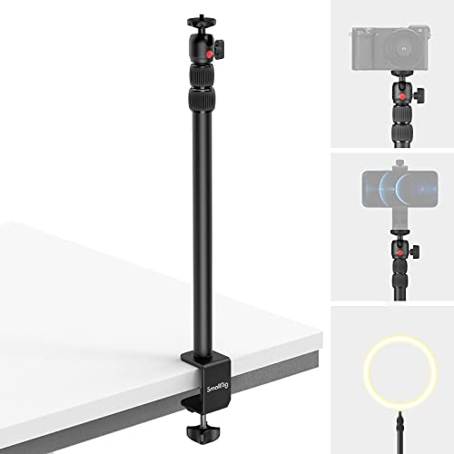 SMALLRIG Kamera Light Stand Tischstativ Lichtstativ mit 1/4-20 Kugelkopf, 13-35,4 verstellbares Tablet Halterung, Klemme für DSLR Kamera, Ringlicht, Live Streaming, Video Aufnahmen - 3488
