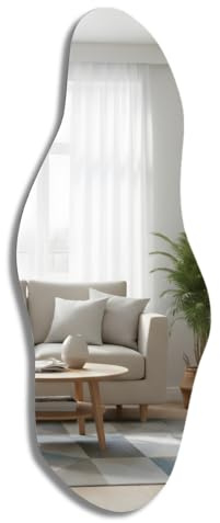 STYLER Wandspiegel Organic 50 x 100 cm I Rahmenloser Designspiegel in organischer Form I Minimalistische Wanddeko inspiriert von Natur & Soft Curves I Moderner Spiegel für Wohn- & Schlafräume