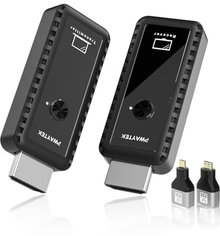 PWAYTEK HDMI Wireless Transmitter and Receivert 4K Decodierung, 1080P Ausgang, 164FT/50M, DualBand 2,4G/5G, für PC/Laptop/HDTV/Projektor, Plug & Play, ohne App (Schwarz)