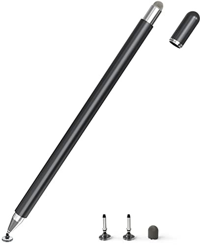 Tablet Stift für Alle Tablets, 2 in 1 Stylus Pen, SENKUTA Touchscreen Stift für Alle Tablets/Handys, Apple iPad, iPhone, Samsung, Surface, Lenovo, Chromebook, Huawei Android iOS. Schwarz