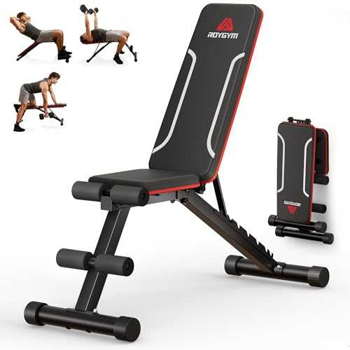 Roygym Klappbare Hantelbank, Multifunktion Training Fitness mit 9-Fach Verstellbarer Rückenlehne, Trainingsbank Schrägbank für Ganzkörper-workout, Anregung Belastung 300kg