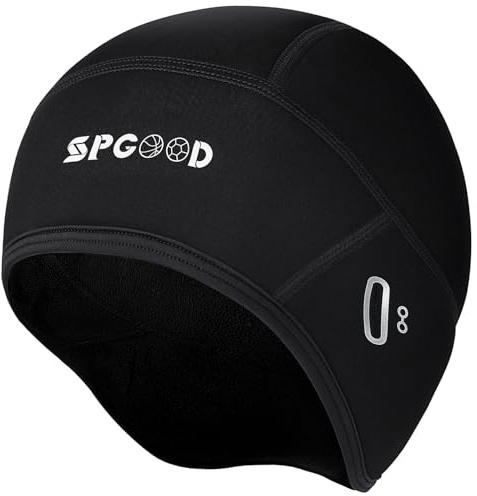 SPGOOD Fahrradmütze Winter,Unterziehmütze für Fahrradhelm, Helmmütze Unisex | Winddicht, warmes Fleece, Elastisch, Brillenloch, unter Helm für Mountainbike, Rennrad, Herbst Winter Sport,Radsport Zubehör