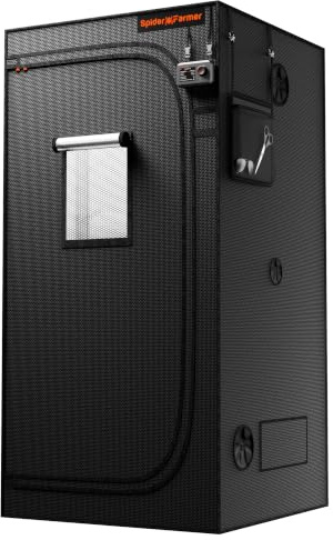 Spider Farmer Growzelt 90x90x180cm, Indoor Grow Tent für Pflanzen 2026 Neu | Kabeldurchführung, Controller-Halter, großes Sichtfenster, 1680D Oxford, Werkzeugtasche, abnehmbare Wanne für SE3000 G3000