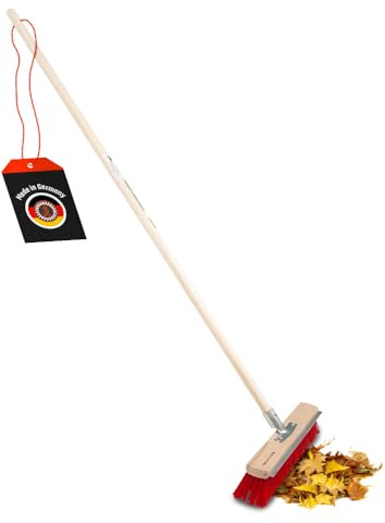 SHW-FIRE Straßenbesen 40cm breit, Kratzkante, langlebige Elaston-Borsten | Für Straße, Hof und Garten | Laub, Schnee, Splitt und Schmutz mühelos enfternen | wetterfest | Hartholzstiel 140 cm