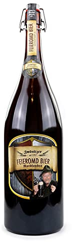 Brauerei Zwönitz Feieromd Bier in der 3 Liter Flasche, Dunkles Craft Beer, Biergeschenk als Vatertagsgeschenk, Männergeschenk, XXL Bierflasche