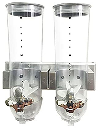 SABUIDDS 2×1.5L Müslispender Cerealienspender Cornflakesspender Müsli Spender Doppelt-Spender für Müsli, Cornflakes & Süßigkeiten, Wandmontage, Kunststoff, Silber
