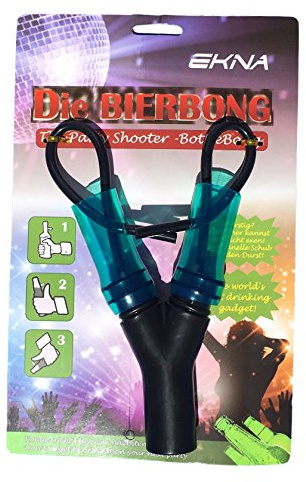 EKNA Bierbong Bier-Shooter Trinkbeschleuniger Bierstürzer Saufmaschine | ex & hopp! Double Version - Der schnelle Schub für den Durst! - The worlds best drinking gadget!