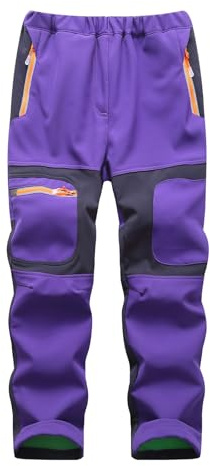 Sfwqoifou outdoorhose kinder 98/104, Outdoorhose Kinder Jungen Mädchen Leicht Warm Funktionshose Wanderhose Winddicht Zipp Hose Gefütterte Arbeitshose Fahrradhose Herbst Winter Schneehose, Lila, XL