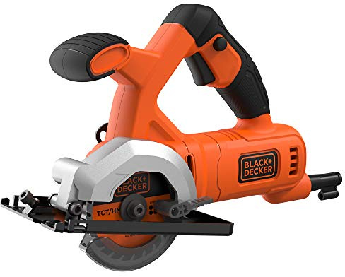 Black+Decker Kompakt-Handkreissäge (400 Watt, mit Zweithandgriff, werkzeuglose Schnitttiefenverstellung, Staubabsaugvorrichtung, inkl. 1x Grob und 1x Feinsägeblatt) BES5510