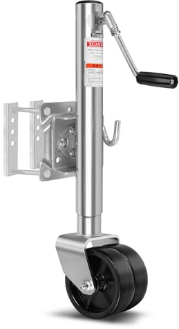 Acelectronic Stützrad 680KG für Anhänger, Wohnwagen & Pferdeanhänger | Ø 57mm | Stahl Verzinkt | 6 Zoll Doppelrad Anhängerheber | Bugrad | Schwerlast