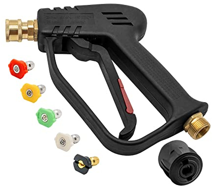 Fai Top 4000PSI Hochdruckreiniger-Pistole mit 5 Wasserdüsenspitzen, Reinigungspistole Autowaschwasserpistole für Autoreinigung (M22 14 mm Schlauchanschluss & Kärcher Schnellanschluss)