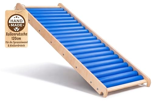 WoodsCraft - Indoor & Outdoor Rutsche [120cm] für Kletterdreieck & Sprossenwand Kinderzimmer | Kinderrutsche-Rollenrutsche: viele Sinneserfahrungen | Kinder & Baby Rutsche