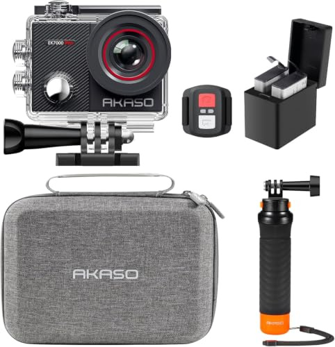 AKASO EK7000 Pro Action Cam 4K30FPS 20MP mit Schwimmender Handgriff Tasche | WiFi 40M Unterwasserkamera Wasserdicht Ultra HD Touchscreen Einstellbar Weitwinkel EIS Actioncam mit 2.4G Fernbedienung