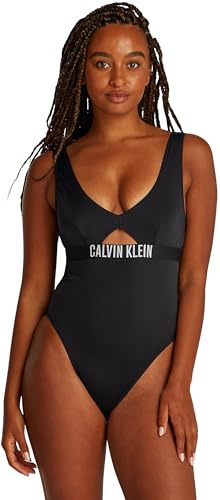 Calvin Klein Damen Badeanzug One Piece Rückenfrei, Schwarz (Pvh Black), L