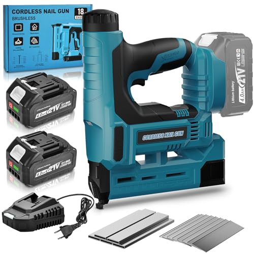 Yofuly Akku Tacker Kompatibel mit Makita 18V Akku, 2026 Upgrade 18GA 2-IN-1 Akku Nagler Einstellbare Tiefe, Nagelpistole mit 2X 4000mAh Batterie, 1000 Nägeln& 1000 Klammern für Holz