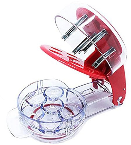 Condello Casa Kirschentkerner, Kirschkernentferner Olivenentsteiner Manuell | Cherry Pitter, Obstentkerner mit Auffangbehälter 6 Früchte auf einmal für Pflaumen, Zwetschgen, Mirabellen, Datteln & Jujuben