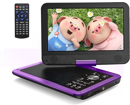 Yoton 12,5 Tragbarer DVD-Player Mit 10,5 HD-Schwenkbildschirm Für Das Auto, Mit Autoladegerät, Memory-Playback-Funktion, Unterstützt 4-6 Stunden Wiedergabe [Blu-ray Nicht Unterstützt]