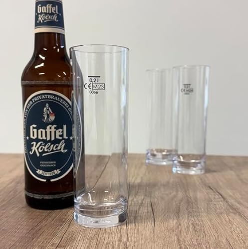 BARCRAFTERS Kölschglas Bierstange Becher inkl. CE Eichung 0,2L | im 4- er Set | unzerbrechlich | Longdrink Kunststoff | glasklar | Kölschstange