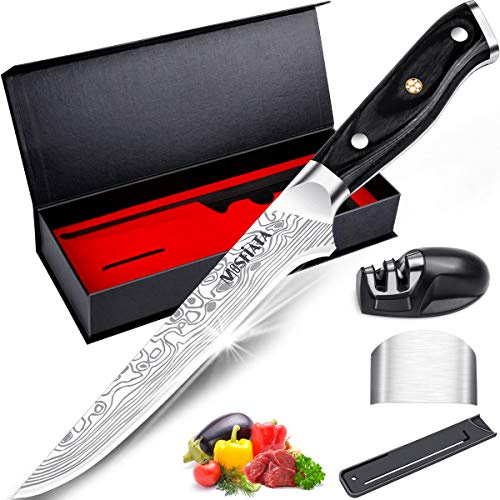 MOSFiATA Filetiermesser 15 cm Scharfes Ausbeinmesser für Fleisch Fisch | Küchenmesser Scharf Fischmesser Kochmesser profi Messer mit Ergonomischem Micartaholz-Griff