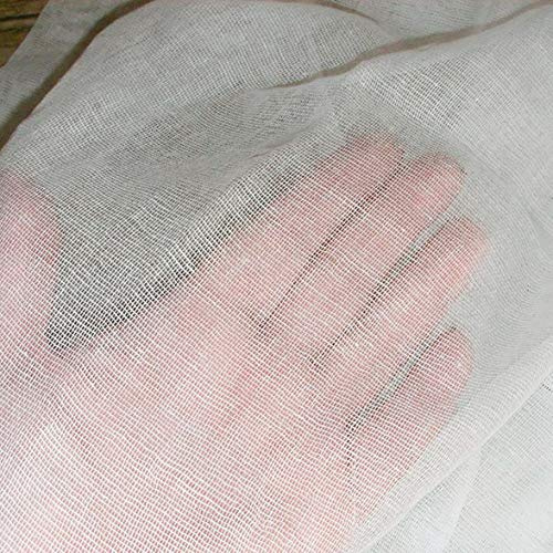 A2-Baumwollgaze, 100% Baumwolle einlagige Gaze Stoff, Gauze, Käsetücher, Filtertuch, Weiß, 90 cm breit, Meterware