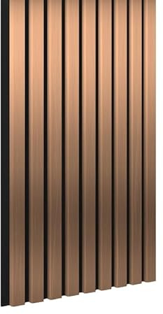 Leiste24 Akustikpaneel 2600 x 400 mm Schwarz Kupfer | Lamellenverkleidung mit schwarzem Akustikfilz, Wandverkleidung im Lamellendekor Kupfer für moderne Innenräume