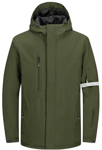 33,000ft Herren Skijacke Wasserdichte Winddichte Warme Outdoorjacke Winterjacke Funktionsjacke Atmungsaktive Snowboardjacke Softshell Jacke mit Kapuze