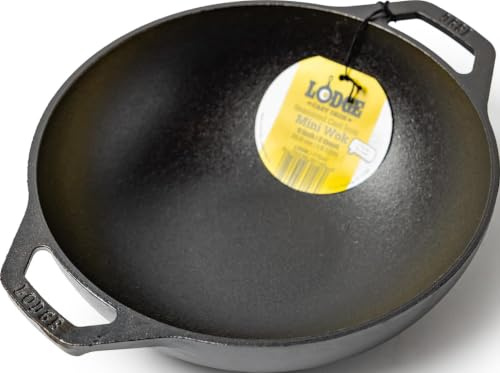 Lodge Mini-Wok aus Gusseisen, 22,9 cm, mit Schlaufengriffen