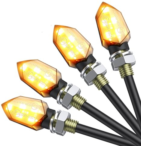 Justech 12V LED Smoked Microblinker Miniblinker Blinker Motorrad 4 Stück/E-Prüfzeichen