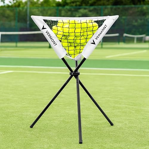 Vermont Tragbarer Pop-Up-Ball-Caddy – leichter faltbarer Aufbewahrungskorb für Tennis, Cricket, Baseball & Multisport-Training – hält bis zu 80 Bälle