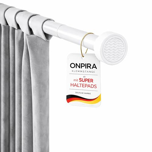 Onpira® Gardinenstange ausziehbar ohne Bohren – Teleskopstange in 5 Längen (40–240 cm) & 3 Farben – variable Teleskop-Stange für Fenster & Vorhänge, Edelstahl, Weiß oder Schwarz (40-60cm, Edelstahl)