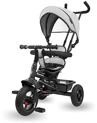 HyperMotion Dreirad ab 1 Jahr mit Schubstange - 3-in-1 Kinderfahrzeug für 1-4 Jahre, bis 20 kg - mit höhenverstellbarem Elterngriff und Schiebelenker, Grau
