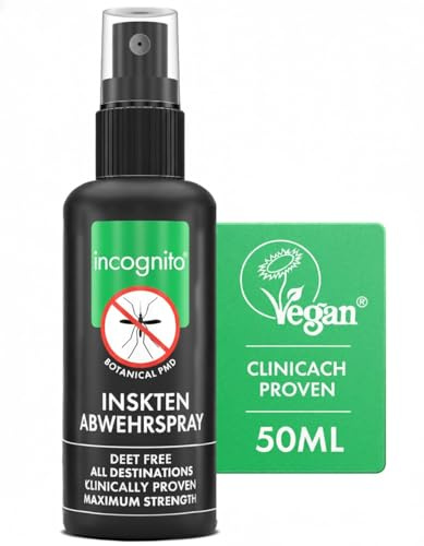Incognito Insektenspray 50ml - Natürliches Mückenspray DEET Frei - Mückenschutz Spray gegen Moskito Zecken & Stechinsekten - Bio Insektenschutz Spray Reisegröße mit PMD
