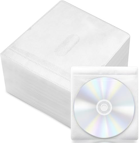 FSWWSF CD DVD Hüllen 100 Stück, Transparent Kunststoff Schutzhüllen | Kratzfest, Staubdicht, Ideal für CD, DVD, Blu-ray Rohlinge, Sichere Aufbewahrung