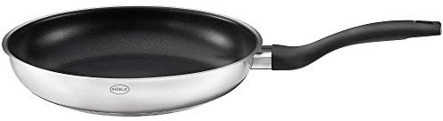 RÖSLE Basic Line Bratpfanne 28 cm, induktions- und spülmaschinengeeignet | Universalpfanne mit robuster Antihaftversiegelung ProPlex für fettarmes Braten, silbern/schwarz, Edelstahl 18/10