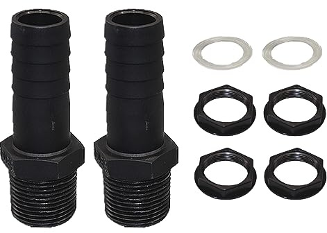 2 Stück Regentonnendurchführung,Tankdurchführung 1 Zoll Außengewinde,mit Schlauchtülle 25mm (1 Zoll) Schlauchanschluß,für Regentonne,Wassertanks,Zisternen