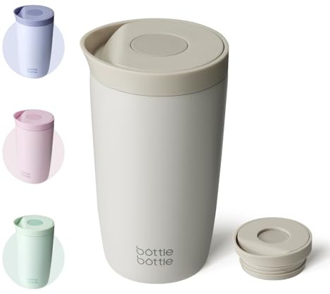 BOTTLE BOTTLE Thermobecher 350ml für Kaffee oder Tee, auslaufsicher und Easy Quick-Press-Verschluss, Isolierbecher Travel Mug Classic Grande (Grau)