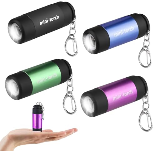 4er-Set Mini USB-Taschenlampen-Schlüsselanhänger LED | Für Klettern, Camping, Wandern, Outdoor-Aktivitäten, Kindergeburtstage