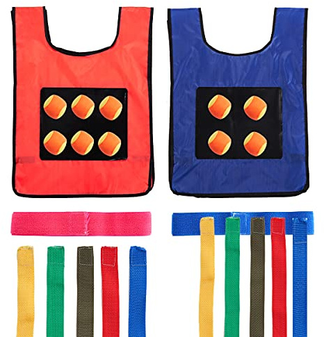 Surplex Dodgeball Spiel Set, Garten Ballspiele für Kinder, Wurfspiele Spielzeug Set - Mit Sticky Westen 2 In 1 Wurfziel / Ziehschwanz, Lustiges Teamspiel für Outdoor